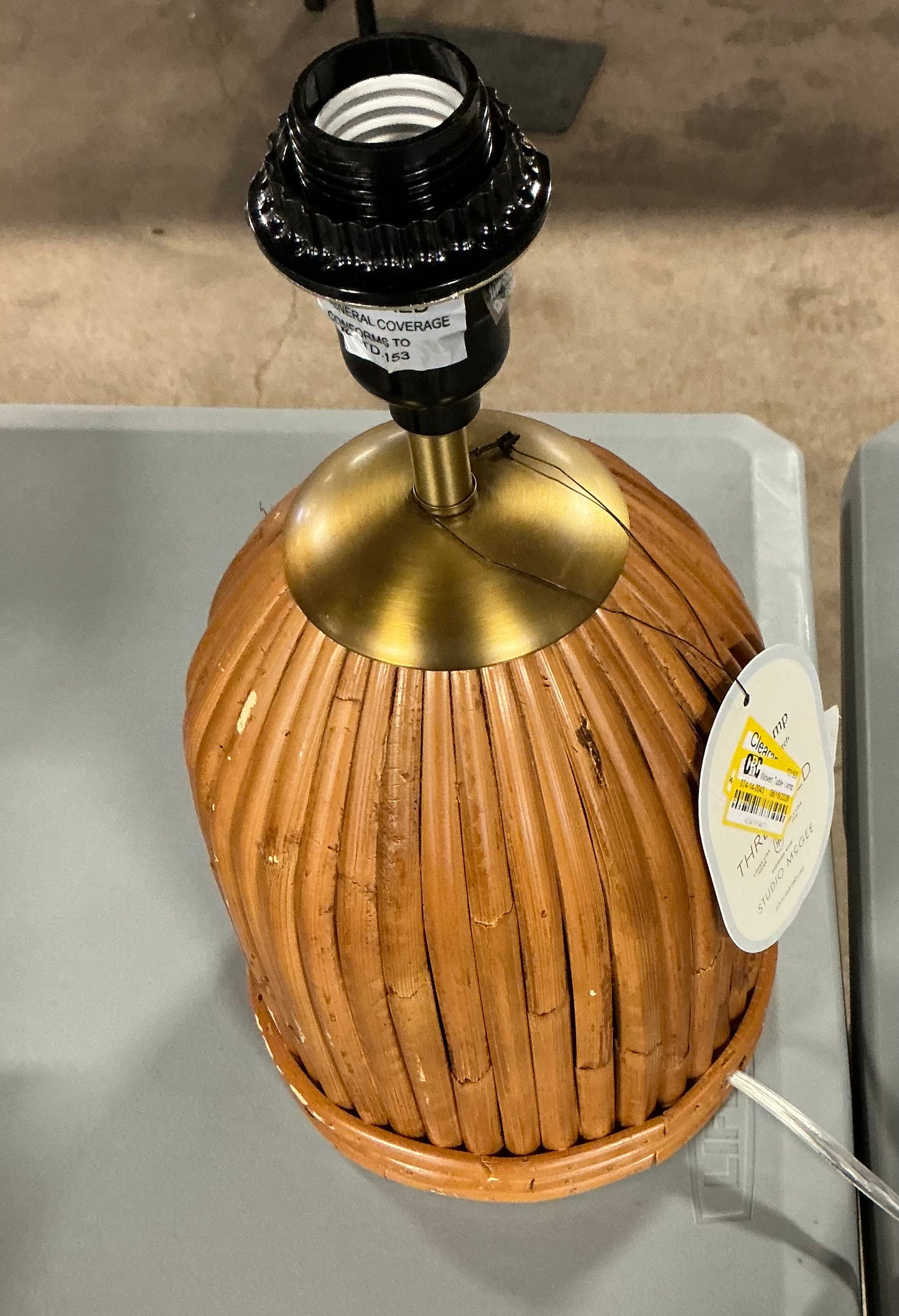Woven Table Lamp - Threshold™ designed with Studio McGee - Out of Box - NO SHADE - Minor Cosmetic Damage from Shipping (see pictures) - FOR PICKUP ONLY