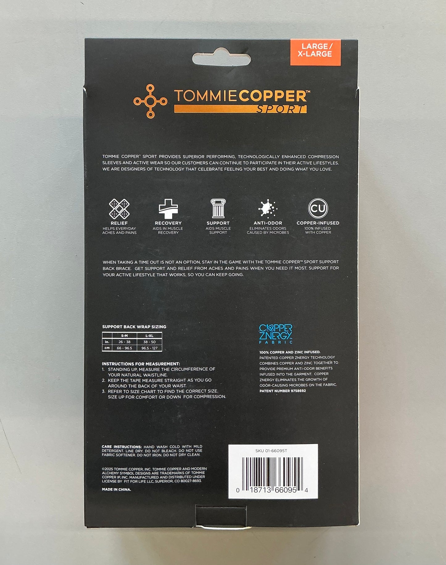 Tommie Copper Sport Comfort Back Brace - L/XL: Polyester & Spandex Support