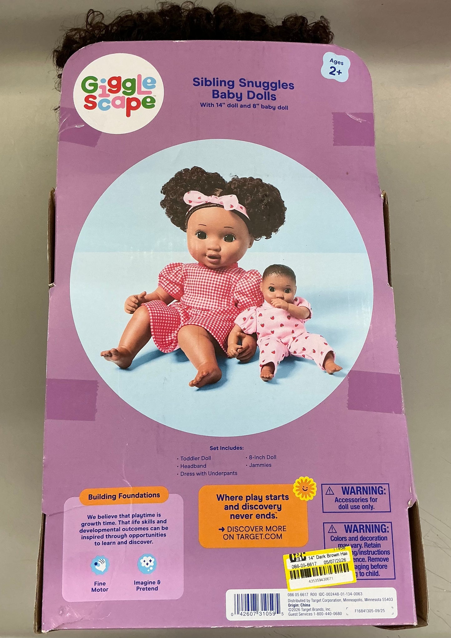 14" Toddler Doll + Mini Baby Doll - Gigglescape™ - Damaged Packaging