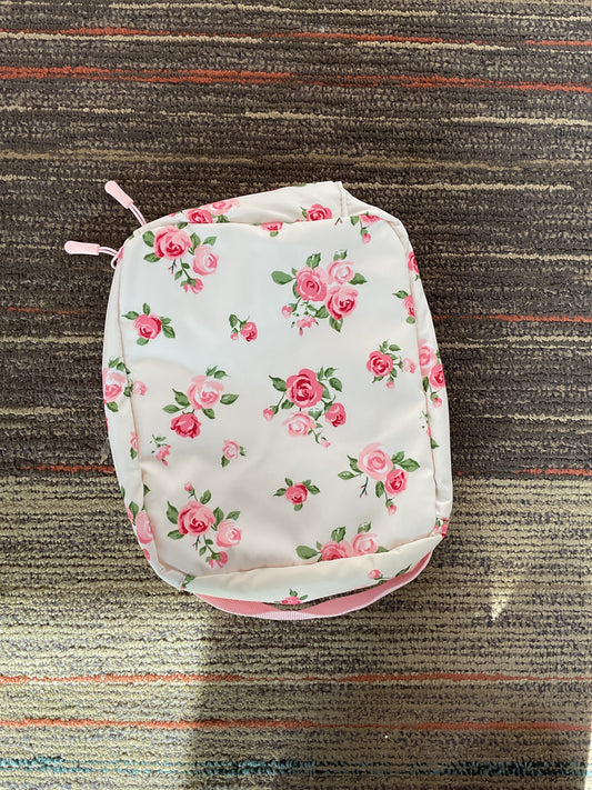 Pink Floral Design Backpack with Lunchbox
