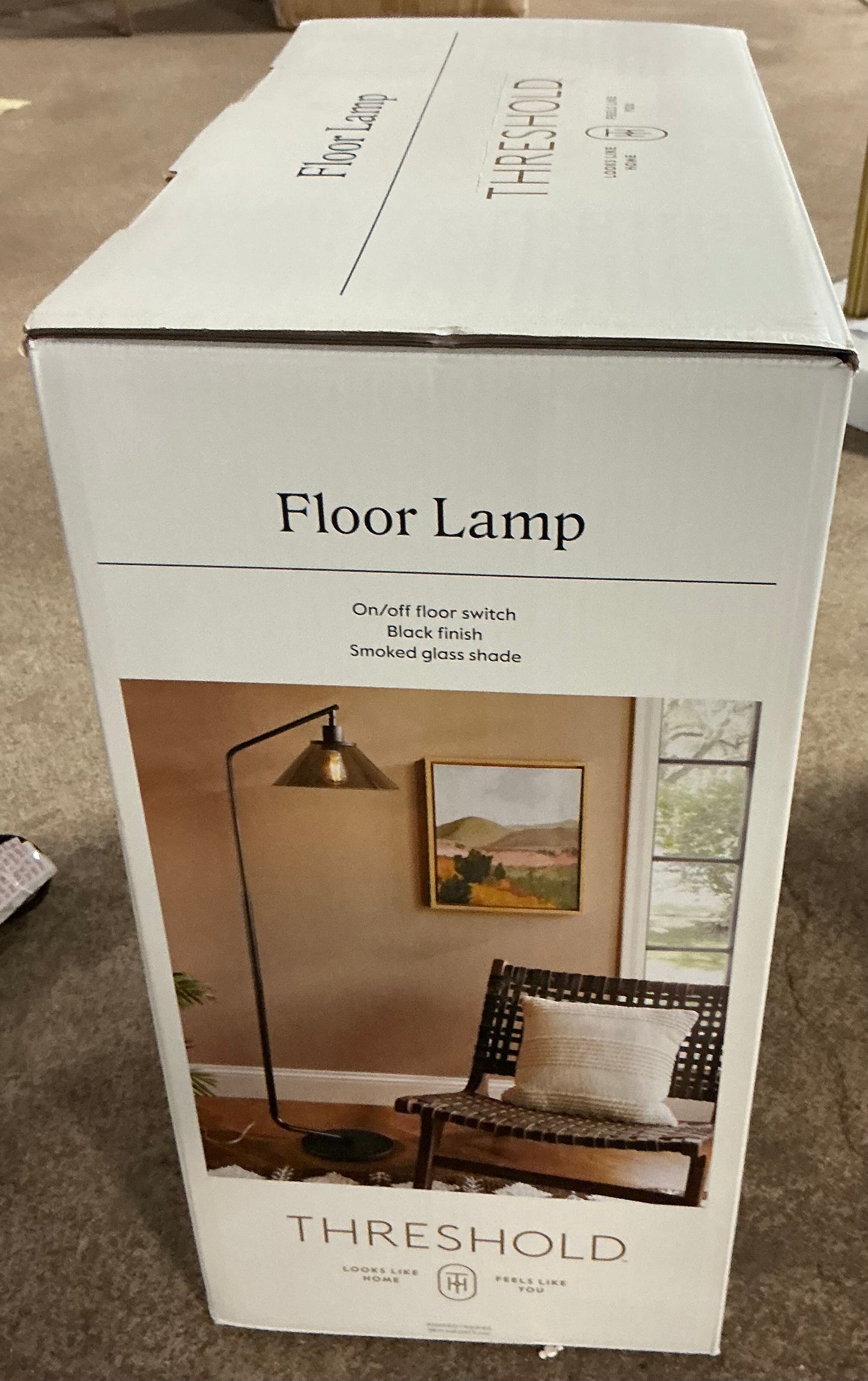 Smoked Glass Floor Lamp Black - FOR PICKUP ONLY