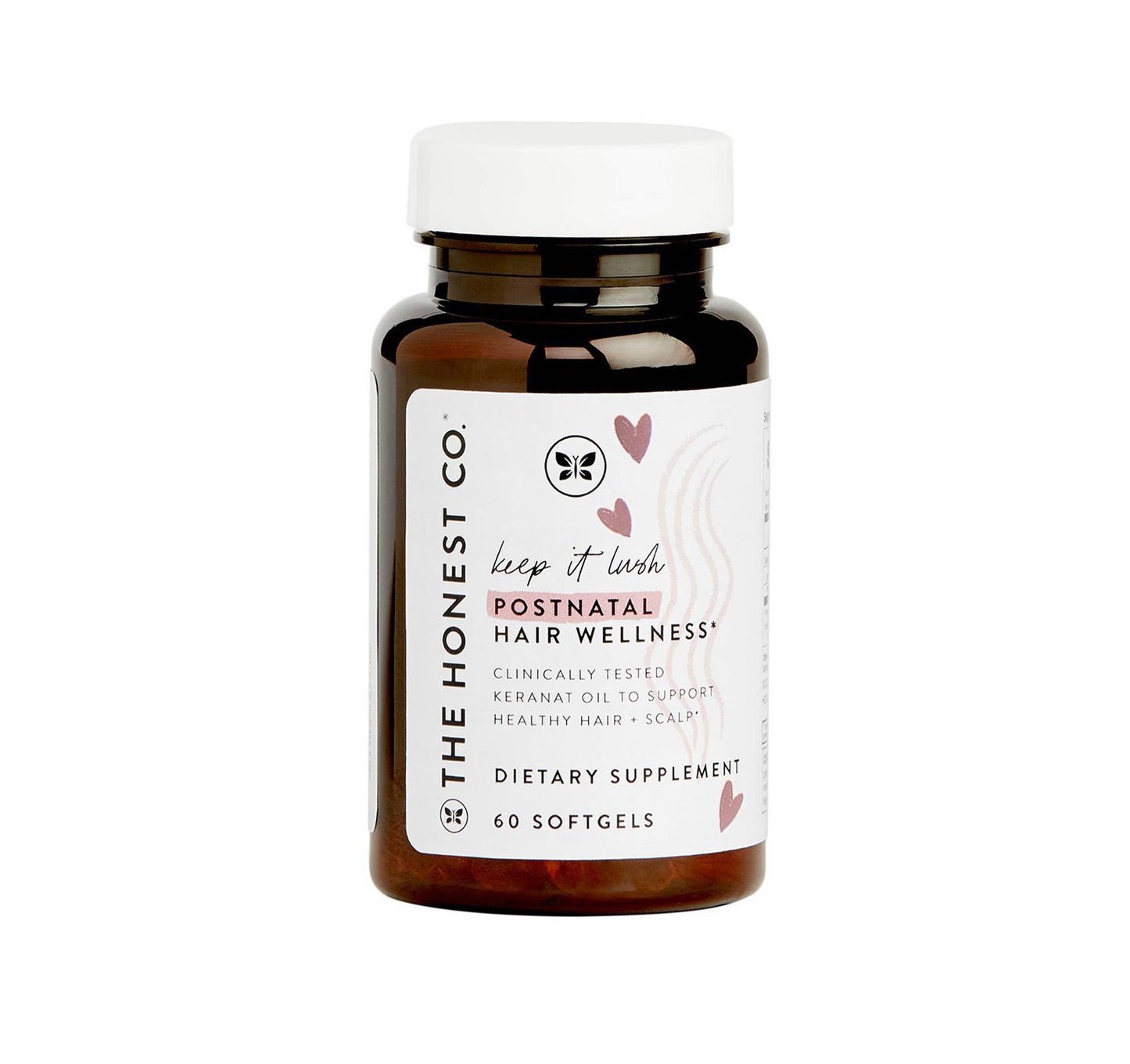 The honest company honest mama keep it lush postnatal hair vegan wellness supplement - 60 softgels