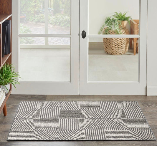 Nourison Textured Home 2'2" x 3'9" Charcoal Ivory Modern
Indoor Area Rug