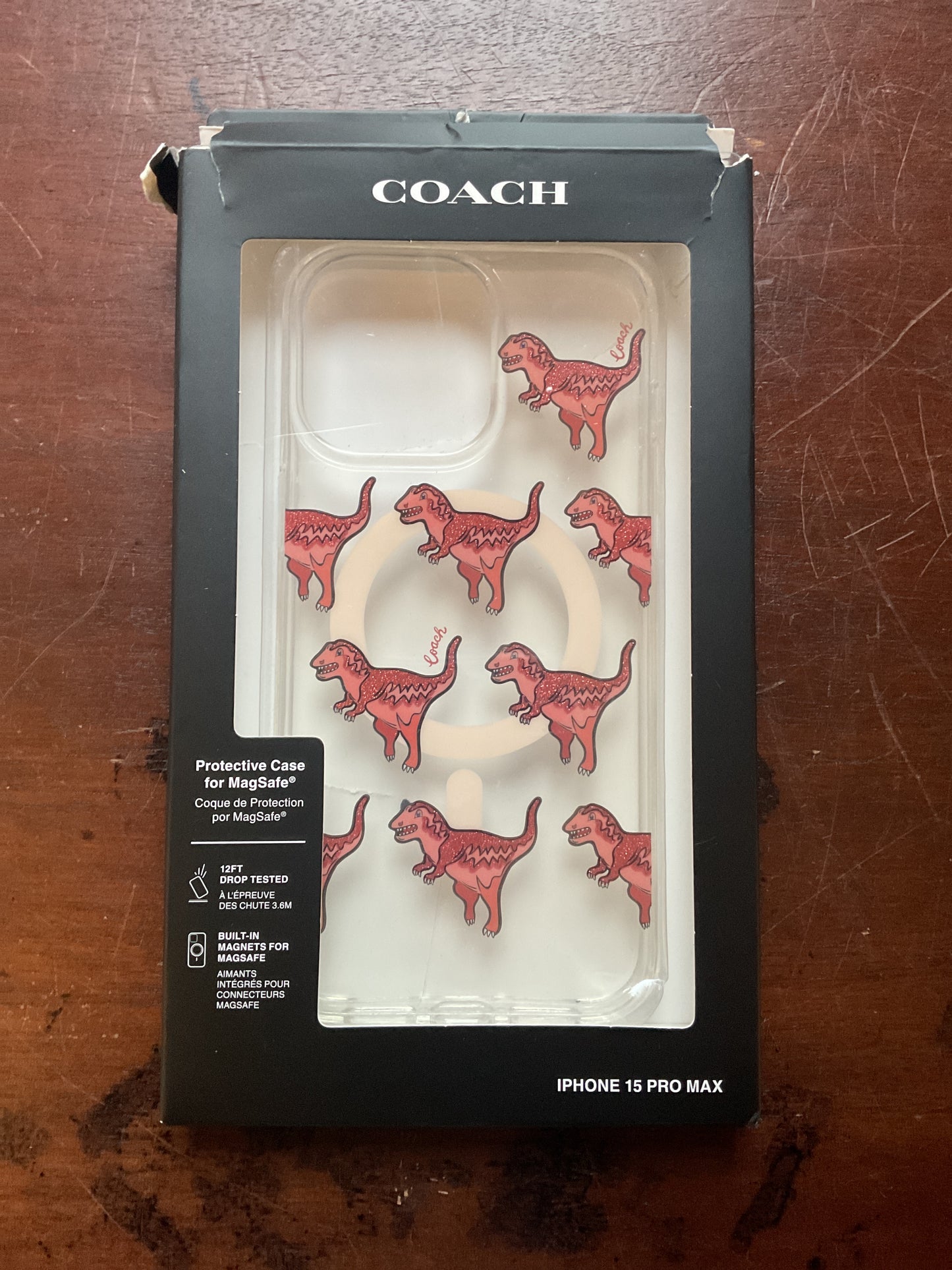 Coach Protective Case for MagSafe - iPhone 15 Pro Max - Dinosaur Design