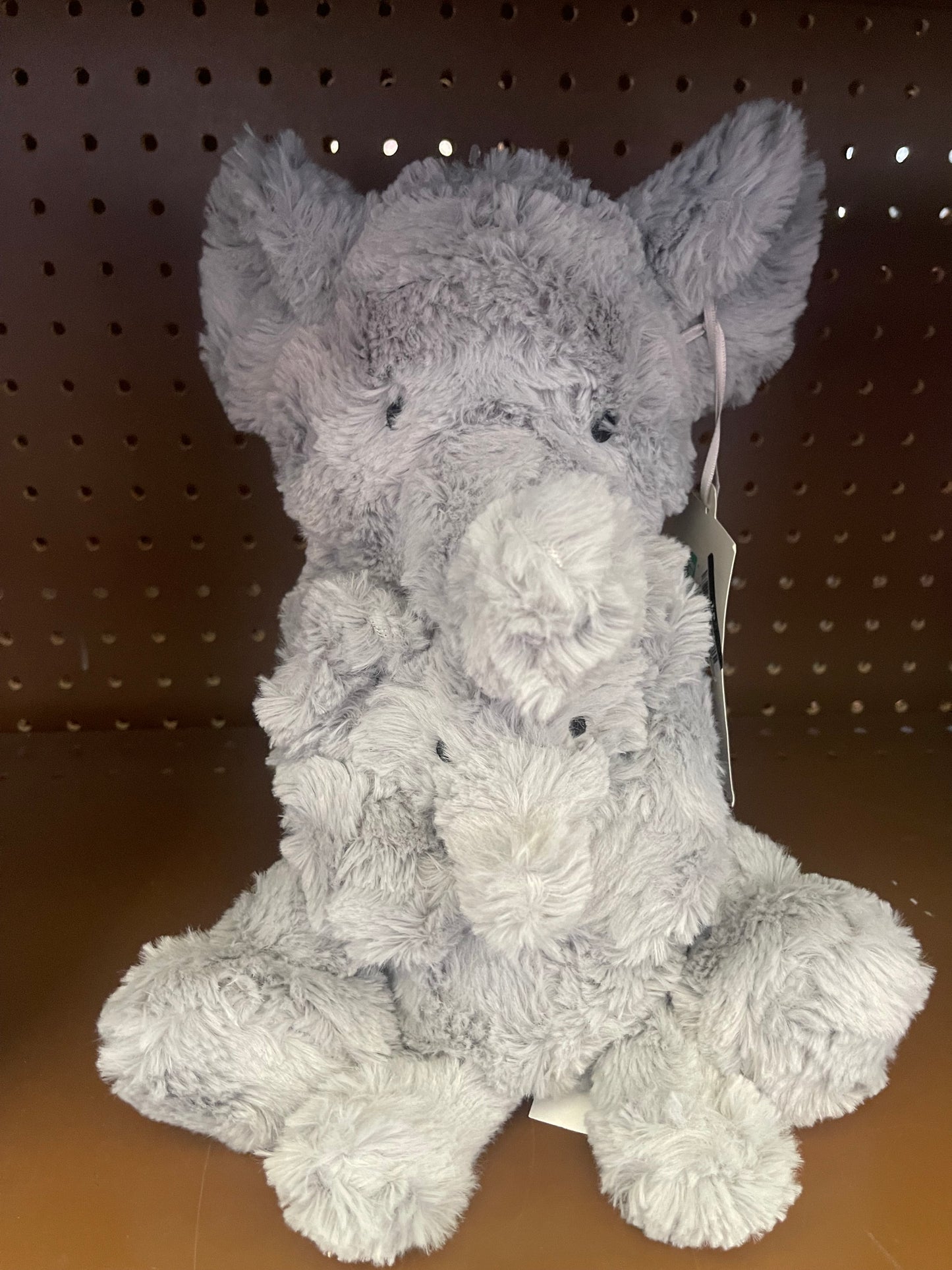 (CLEARANCE) Elephant Plush Animal with Mini Plush - Gray - 2pk