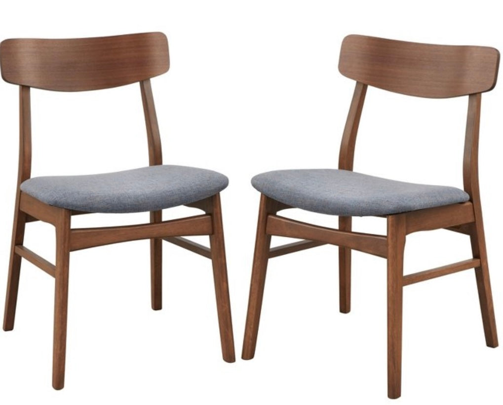 Set of 2 Wave Dining Chairs Walnut/Blue Boxed