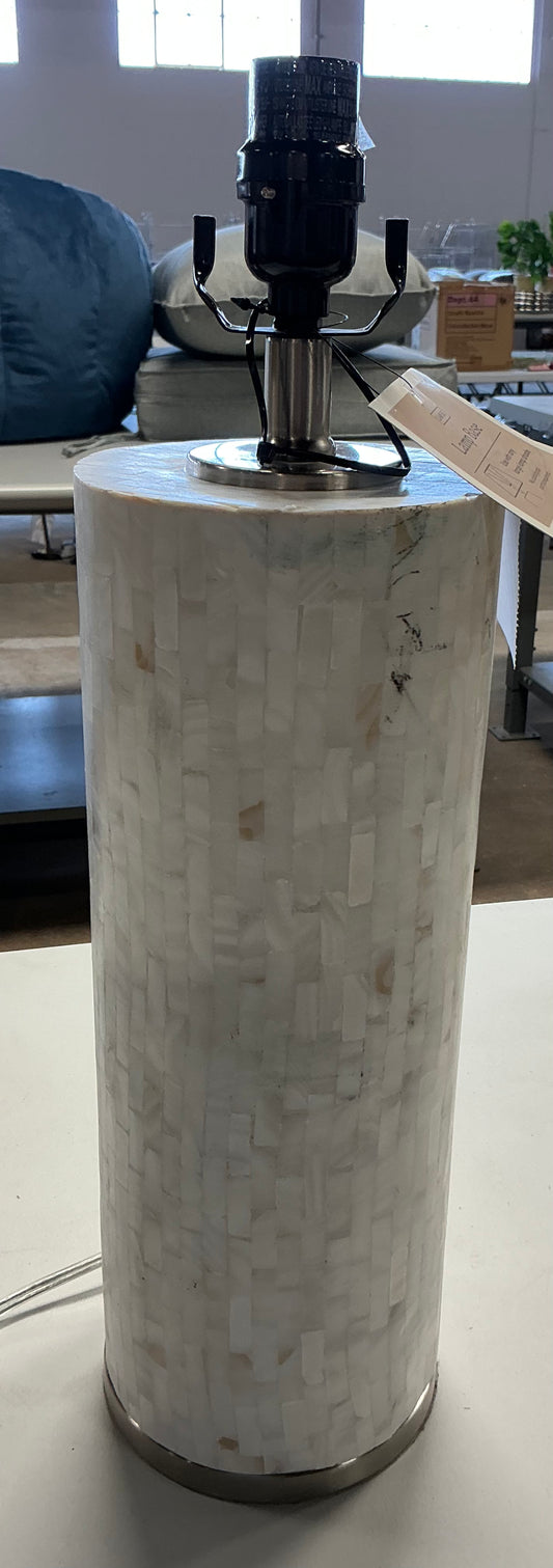 Capiz subway tile large lamp base shell - pearlized finish - 19.25” (H) x 5.5” (W) x 5.5” (D) - AS IS - MINOR COSMETIC FLAWS - PICK UP ONLY