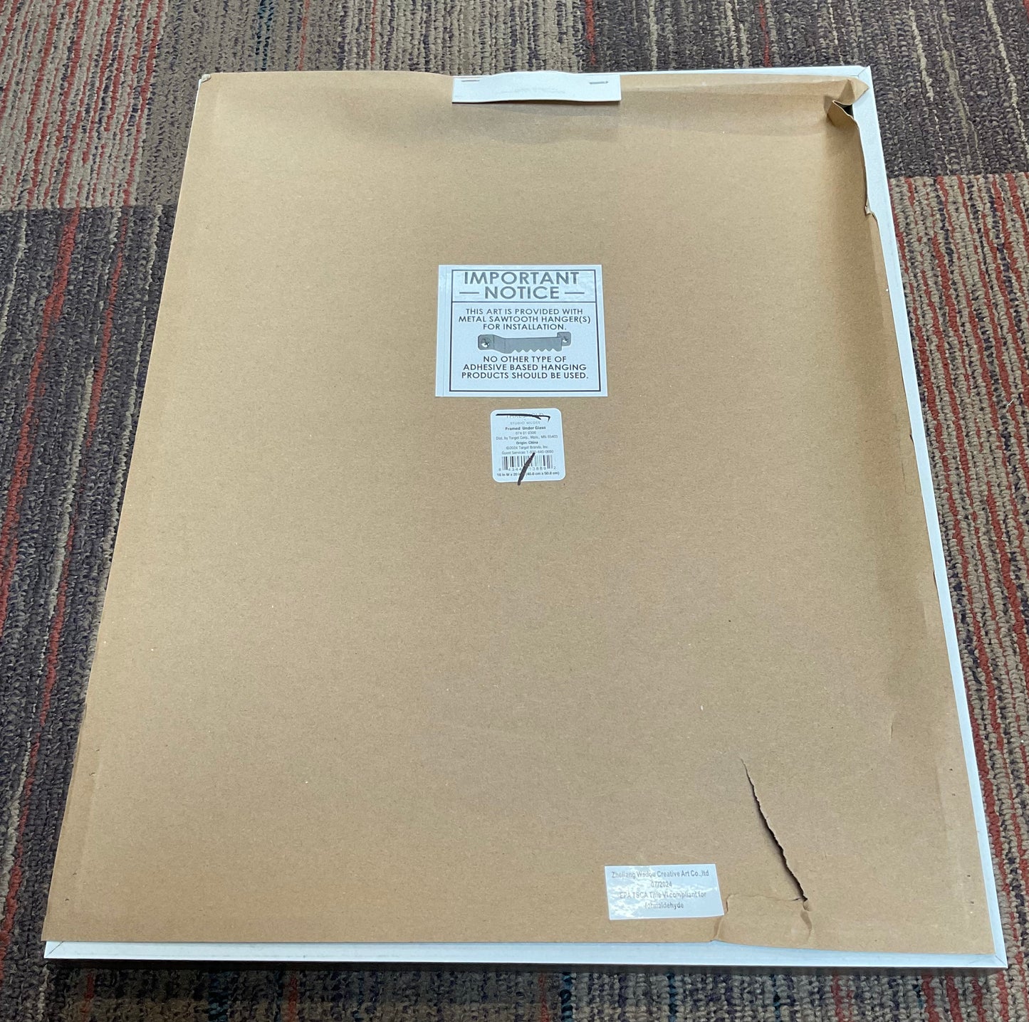 (CLEARANCE) Framed Under Glass 16in W x 20in L, slight rip in back AS IS