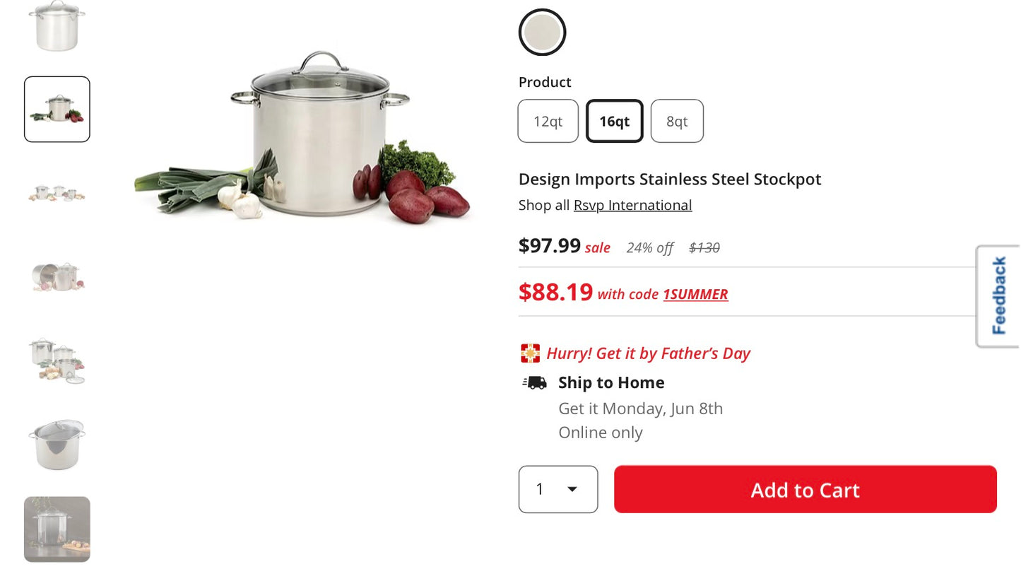 Design Imports Stainless Steel Stockpot