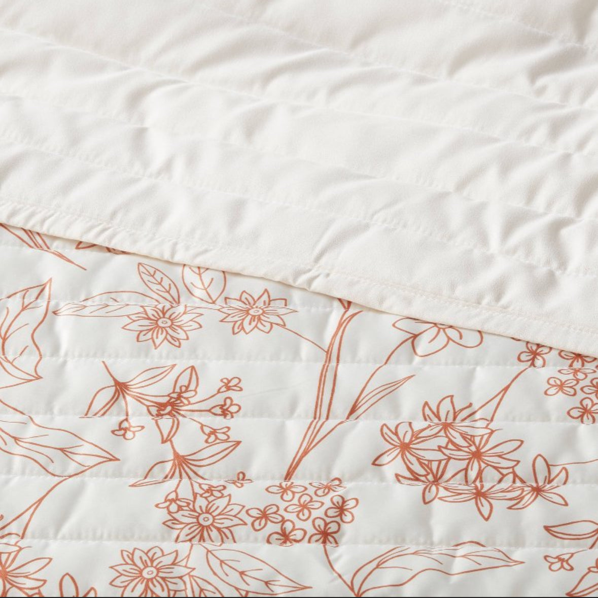 Twin/Twin Extra Long Satin Quilt Copper Flowers