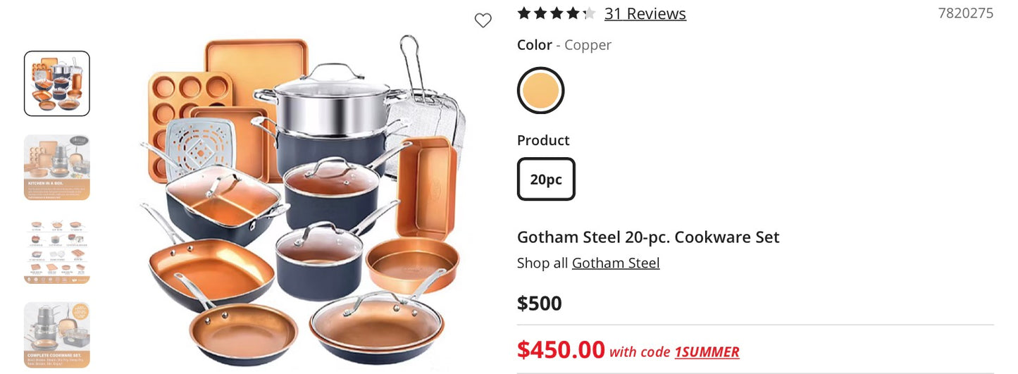 Gotham Steel 20-pc. Cookware Set red