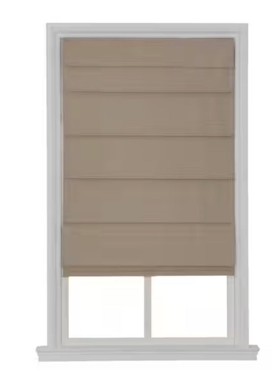 Coursey Cordless Blackout Cotton Roman Shade in Ivory 23” W x 72” L