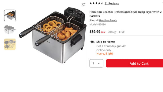 Hamilton Beach® Professional-Style Deep Fryer with 2 Baskets