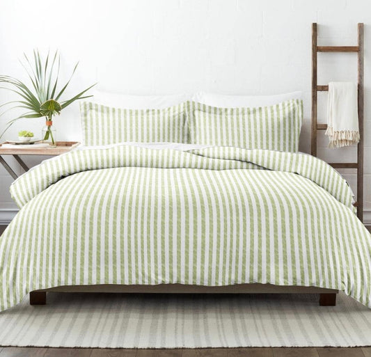 Becky Cameron Rugged Stripes Sage duvet cover set king/cal king 3pcs