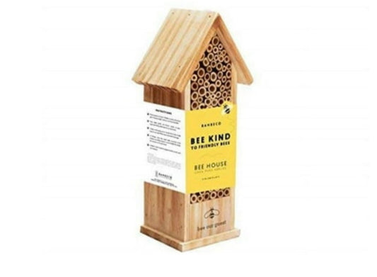 Bambeco 12 in. Mason Tower Bee House made with FSC certified pine and bamboo
