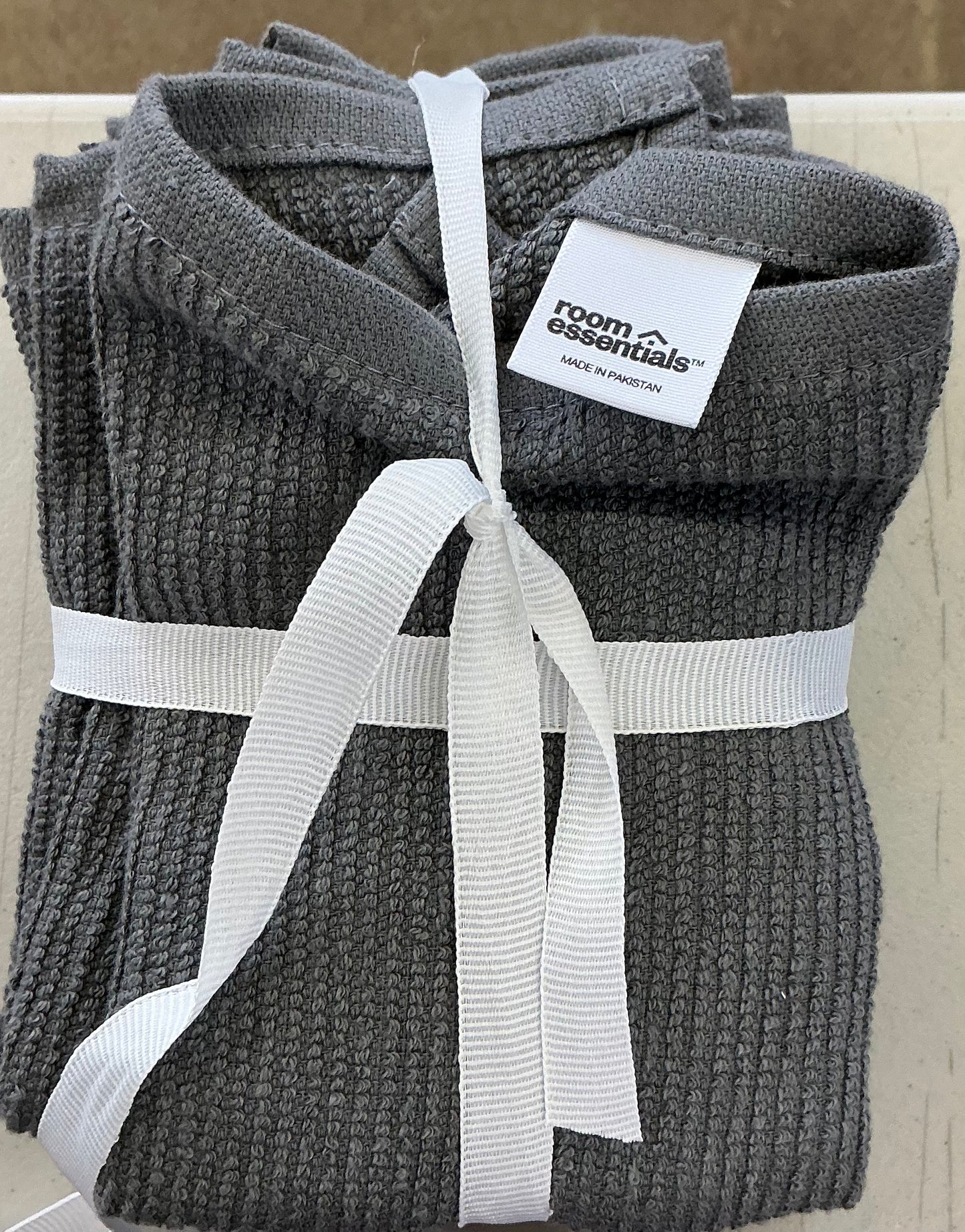 charcoal grey Room Essentials waffle weave cotton bath towels 5Pk