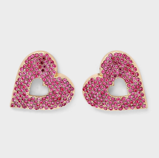 SUGARFIX by BaubleBar "Crushing On You" double heart earrings in red and pink