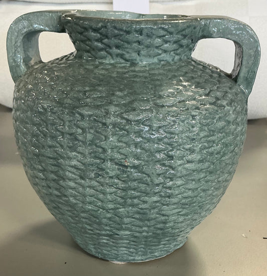 Small woven texture ceramic vase - Blue