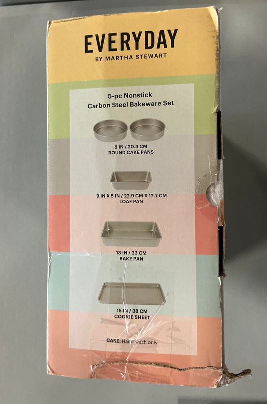 Everyday by Martha Stewart, 5-piece Nonstick Carbon Steel Bakeware Set - Open Box