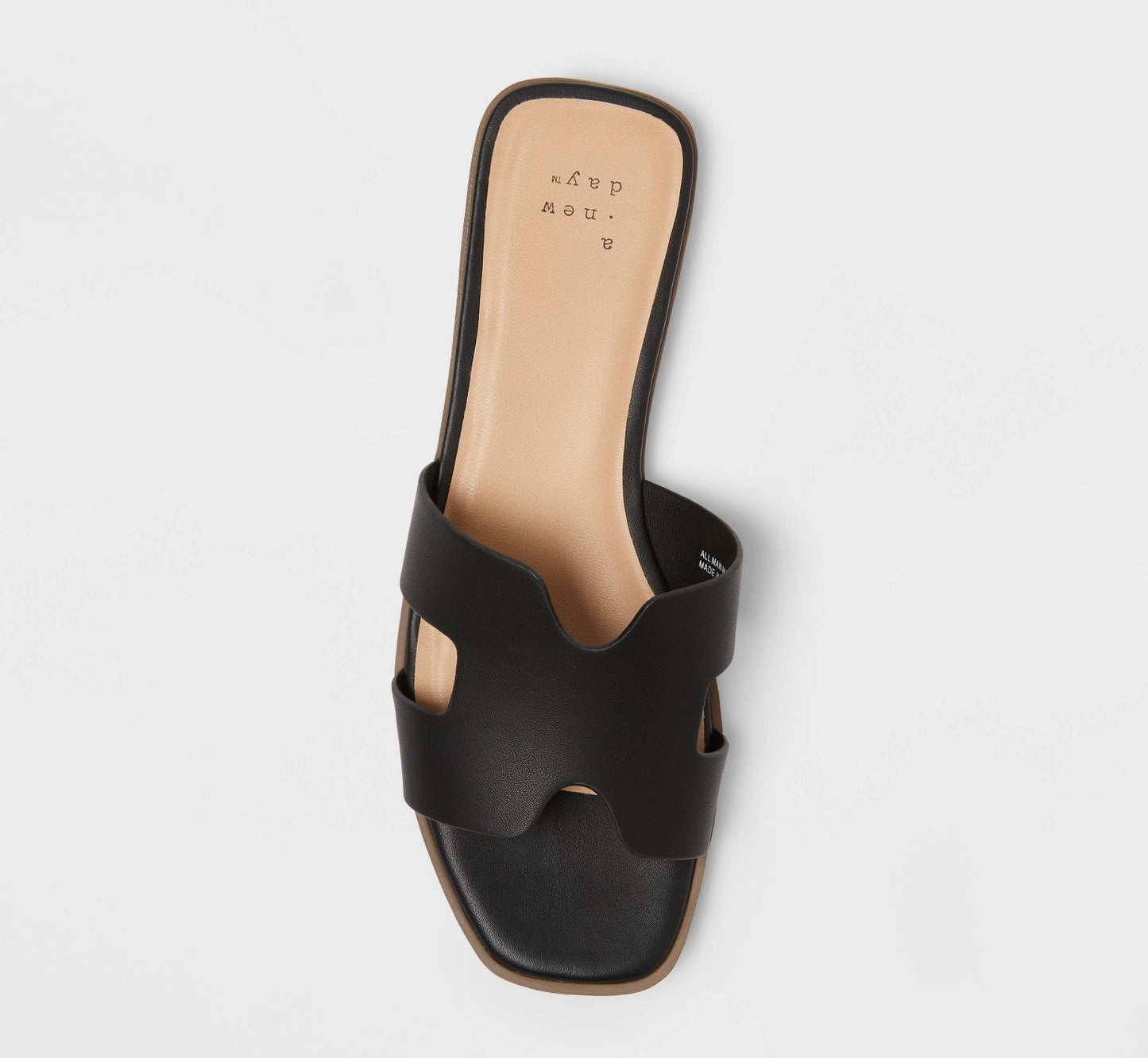 Black A New Day Nina slide sandals with cutout bands size 6W