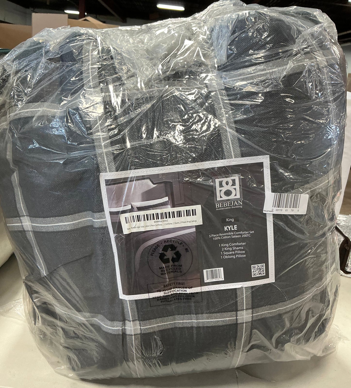 Bebejan Kyle Black 5-Piece Reversible Comforter Set king/cal king