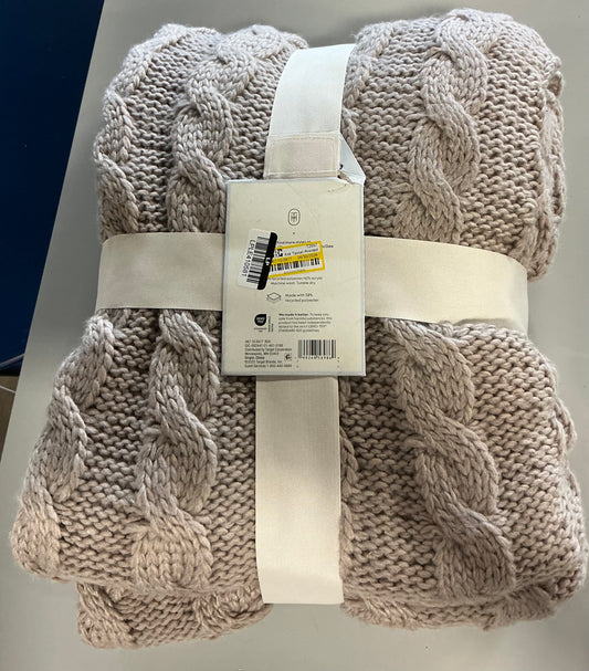 Knit tassel braided throw blanket - Neutral 50x60”