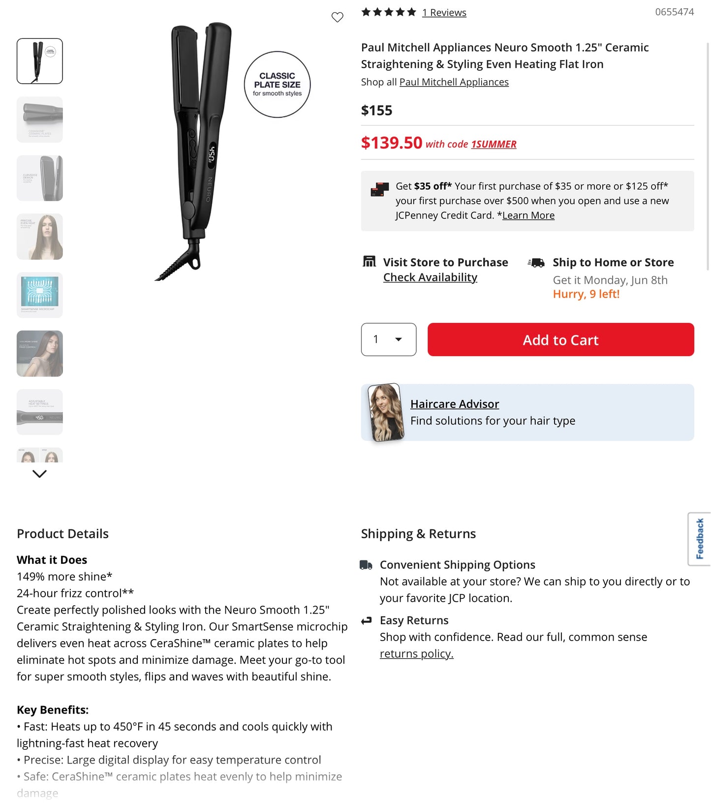 Thrifty 70 - Paul Mitchell Neuro Smooth 1.25" Ceramic Straightening & Styling Even Heating Flat Iron - Open Box - Used ( See picture) - AS IS - NO RETURNS - FINAL SALE