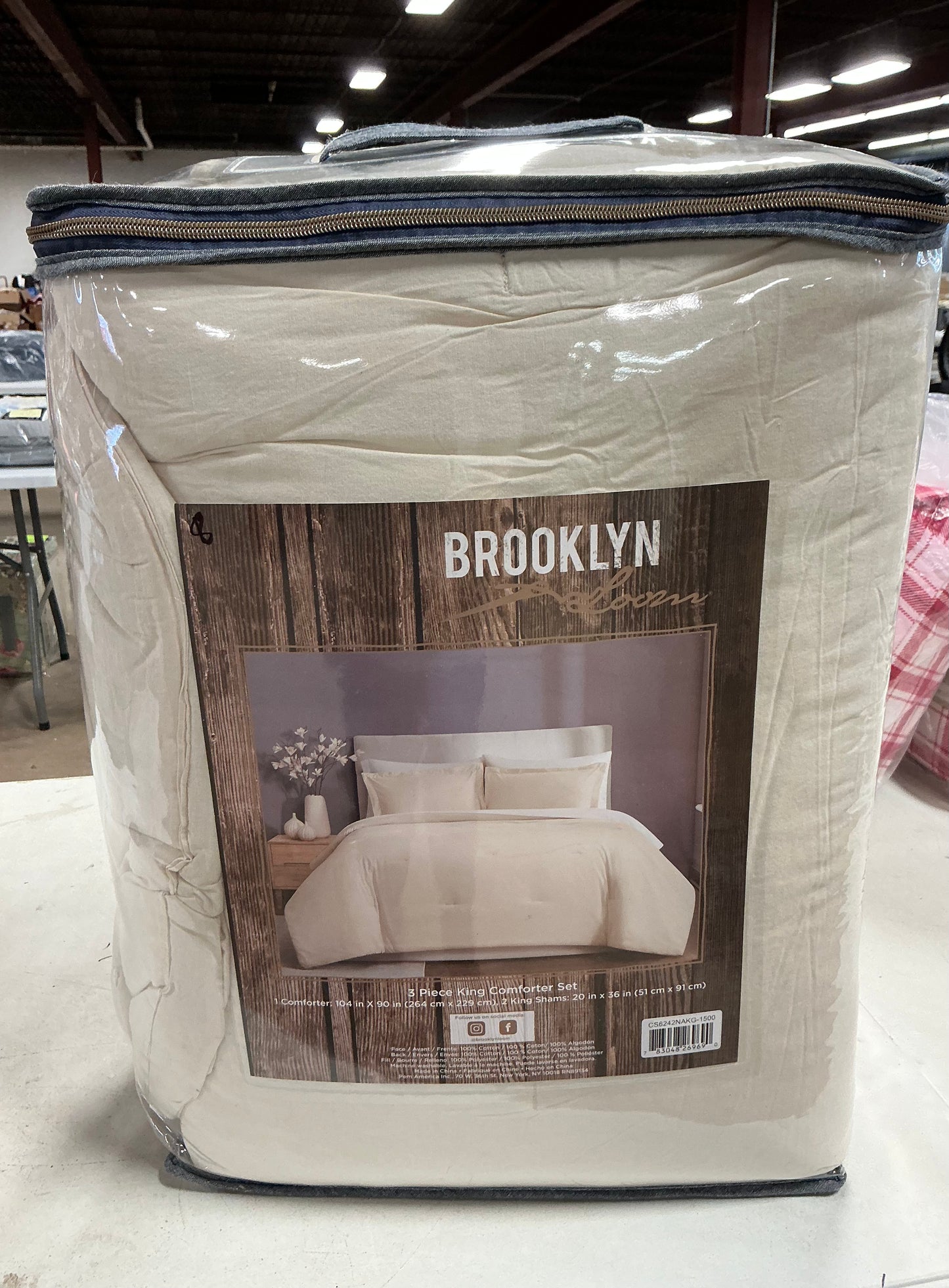 Essential 3-Piece Natural Solid Cotton King Comforter Set
