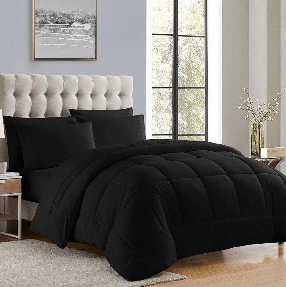 Sweet Home Collection™ All Season Reversible Bed-in-A-Bag 7 Pieces Comforter & Sheet Set Queen-Included(1 Comforter,1 Flat Sheet,1 Fitted Sheet,4 Standard Pillowcases)-Black