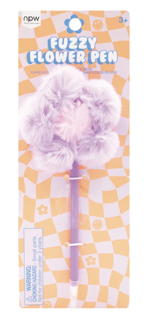 Party favors-box of 6 Flower Fuzzy Pens with fluffy tops