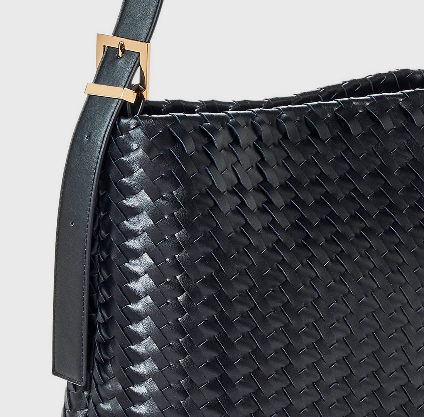 Black woven bucket shoulder bag from A New Day