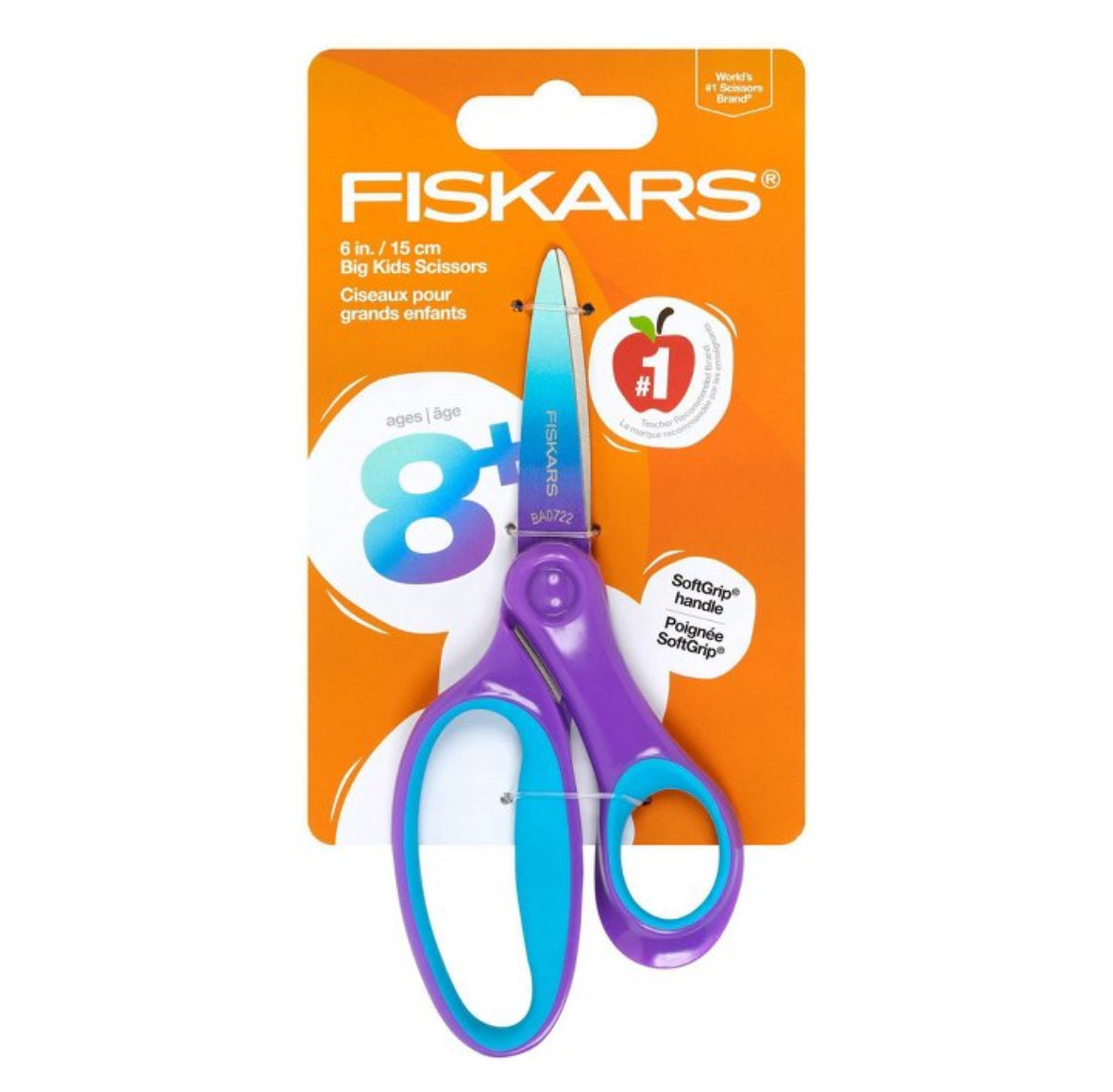 Fiskars Pointed-Tip Softgrip School
Supplies Big Kids Scissors for Kids 8 to
11 - 6' Scissors - Purple Ombre