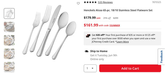Henckels Alcea 65-pc. 18/10 Stainless Steel Flatware Set