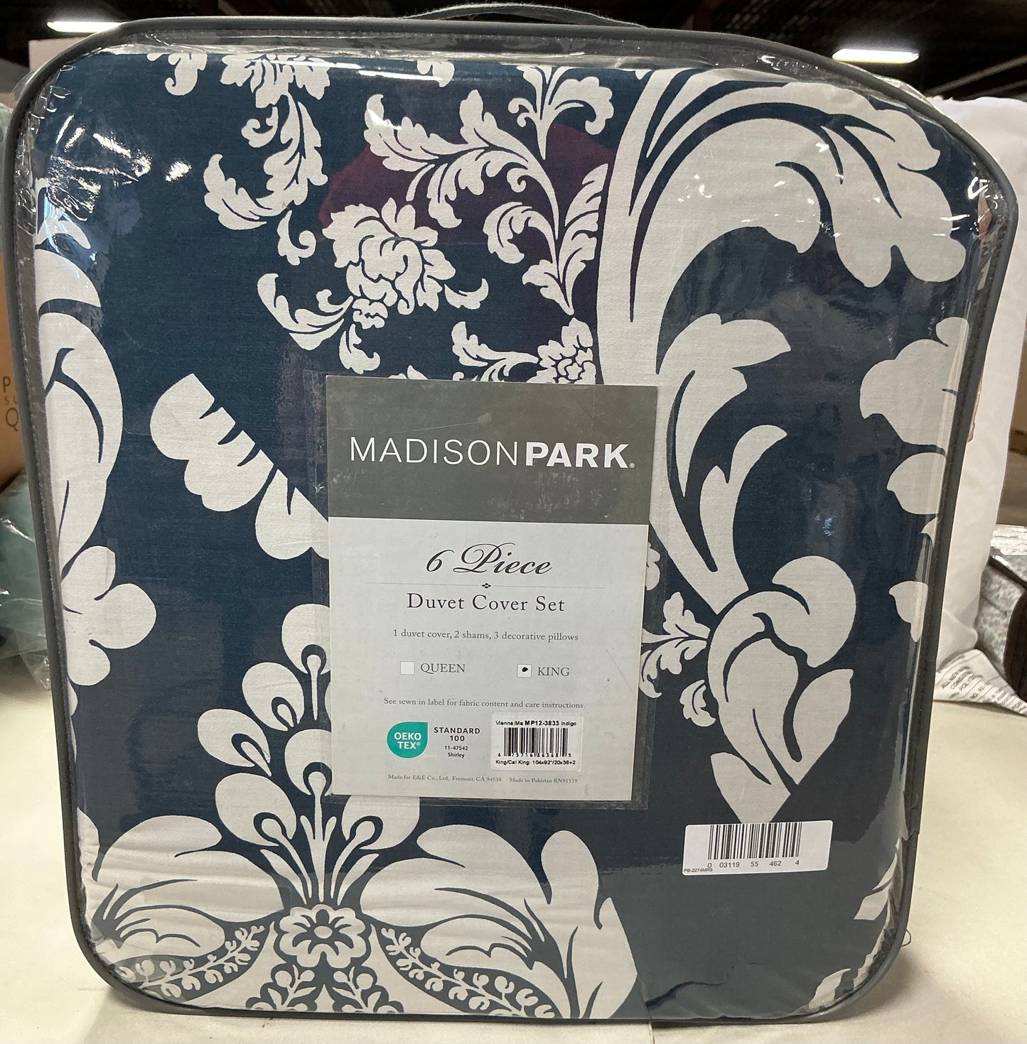 Madison Park Vienna 6 Piece Printed Duvet Cover Set in Indigo king