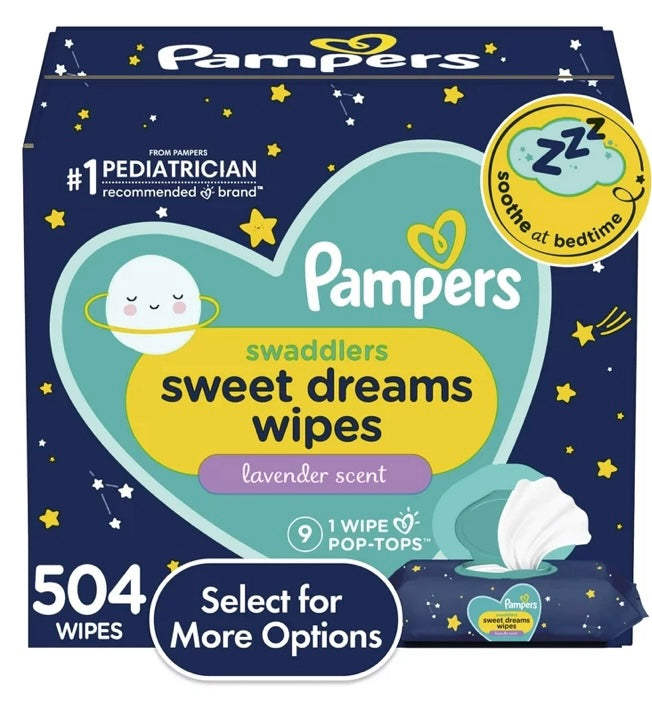 Pampers Sweet Dreams Nighttime Lavender Baby Wipes 9X Packs, 504 Wipes