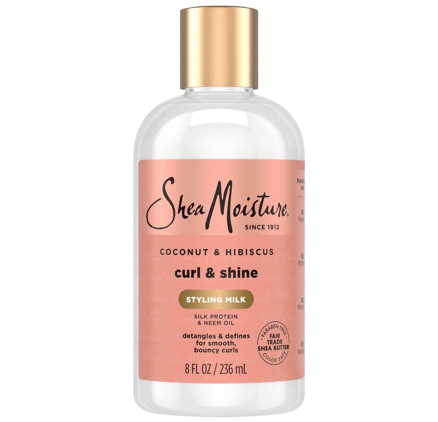 SheaMoisture Curl & Style Milk Coconut & Hibiscus with Silk Protein & Neem Oil for Thick, Defined, Curly Hair Fair Trade, Sulfate-Free 8 oz