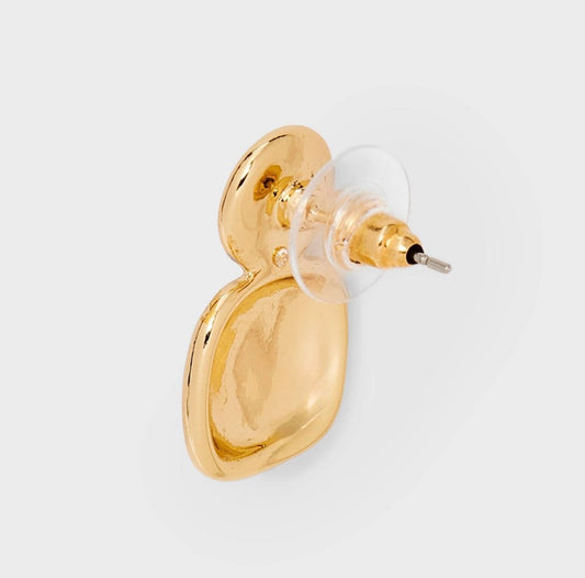 Gold-toned pearl and square drop earrings
