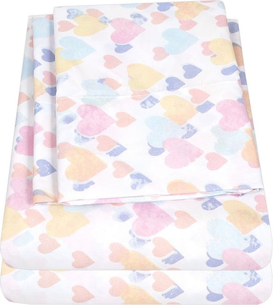 Sweet Home Collection™ Vintage Hearts Wrinkle Resistant Kids 3 Pieces Sheet Set Twin-Included(1 Pillowcase,1 Fitted Sheet,1 Flat-Sheet)