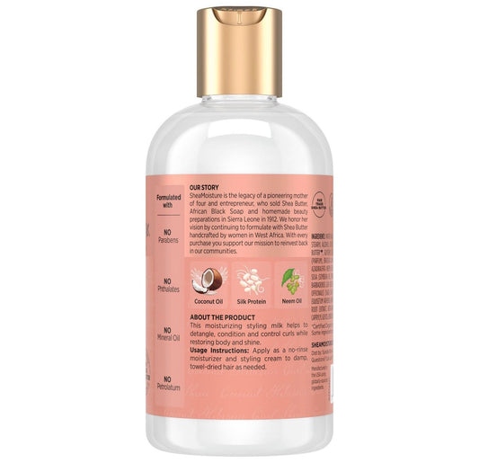 SheaMoisture Curl & Style Milk Coconut & Hibiscus with Silk Protein & Neem Oil for Thick, Defined, Curly Hair Fair Trade, Sulfate-Free 8 oz