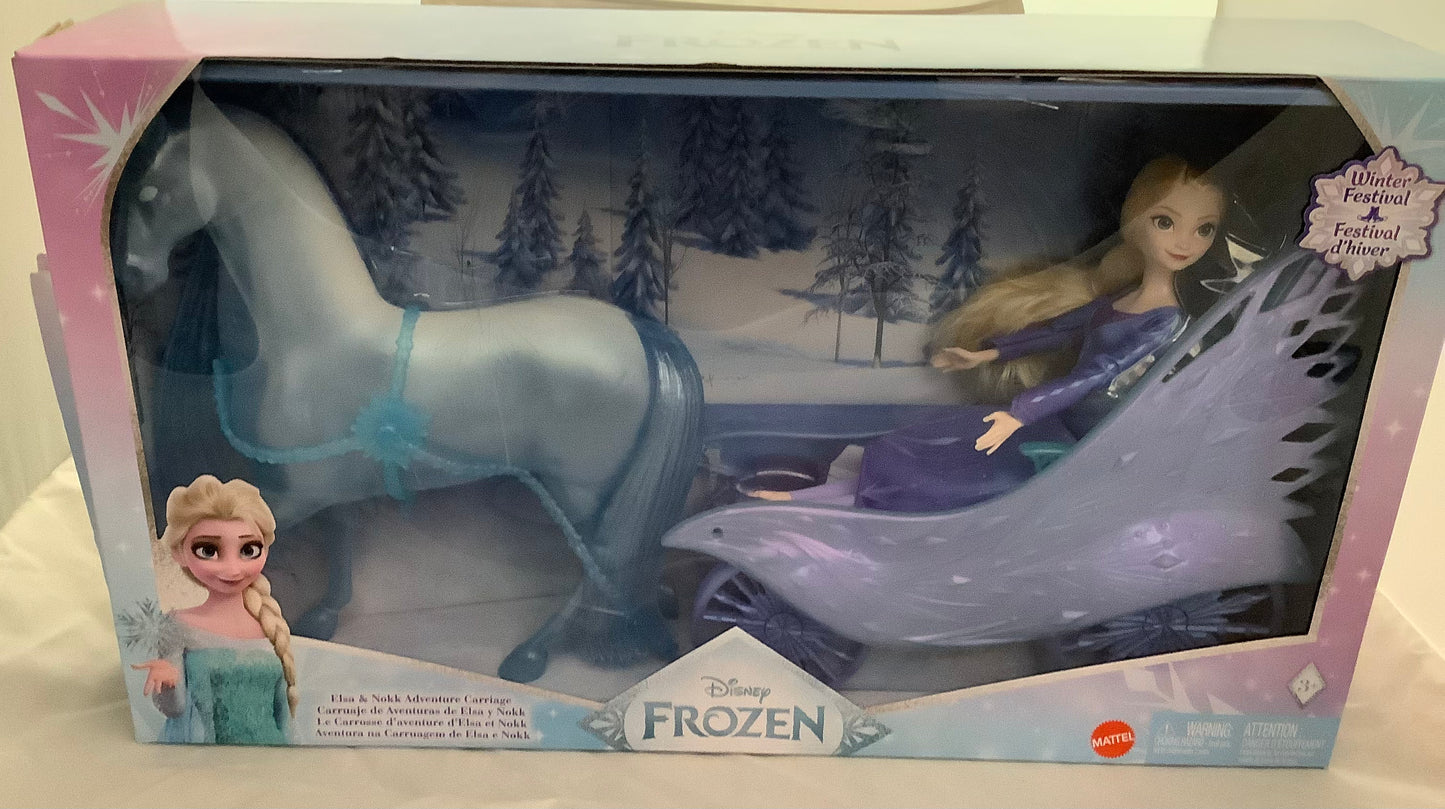 Disney Frozen Elsa Fashion Doll with Dress & Nokk with Adventure Carriage
