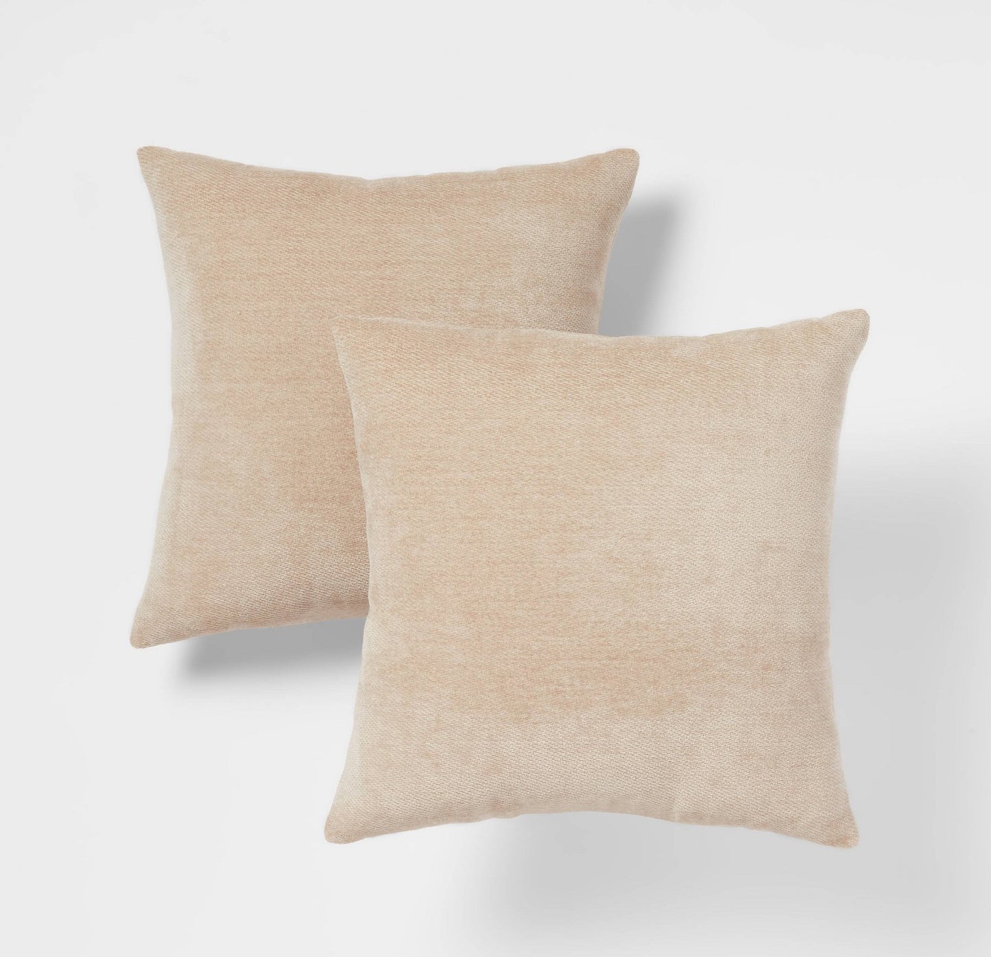 2pk Chenille Square Throw Pillows Neutral