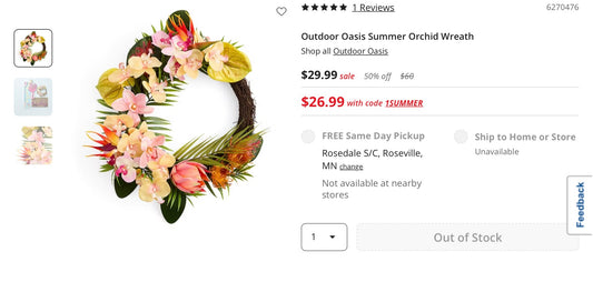 Outdoor Oasis Summer Orchid Wreath