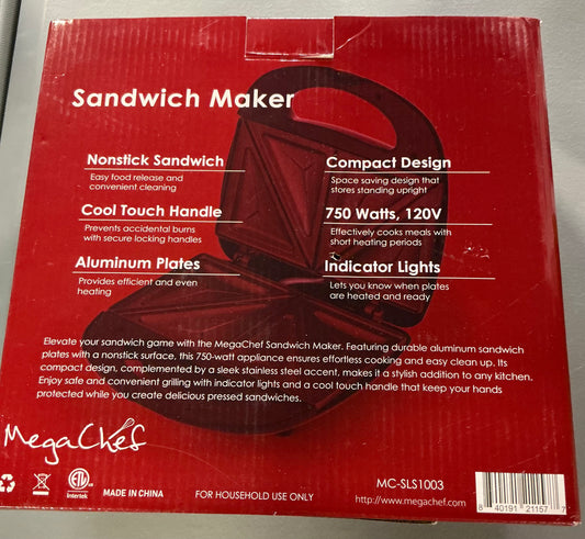 Mega Cheft Sandwich Maker - Open Box