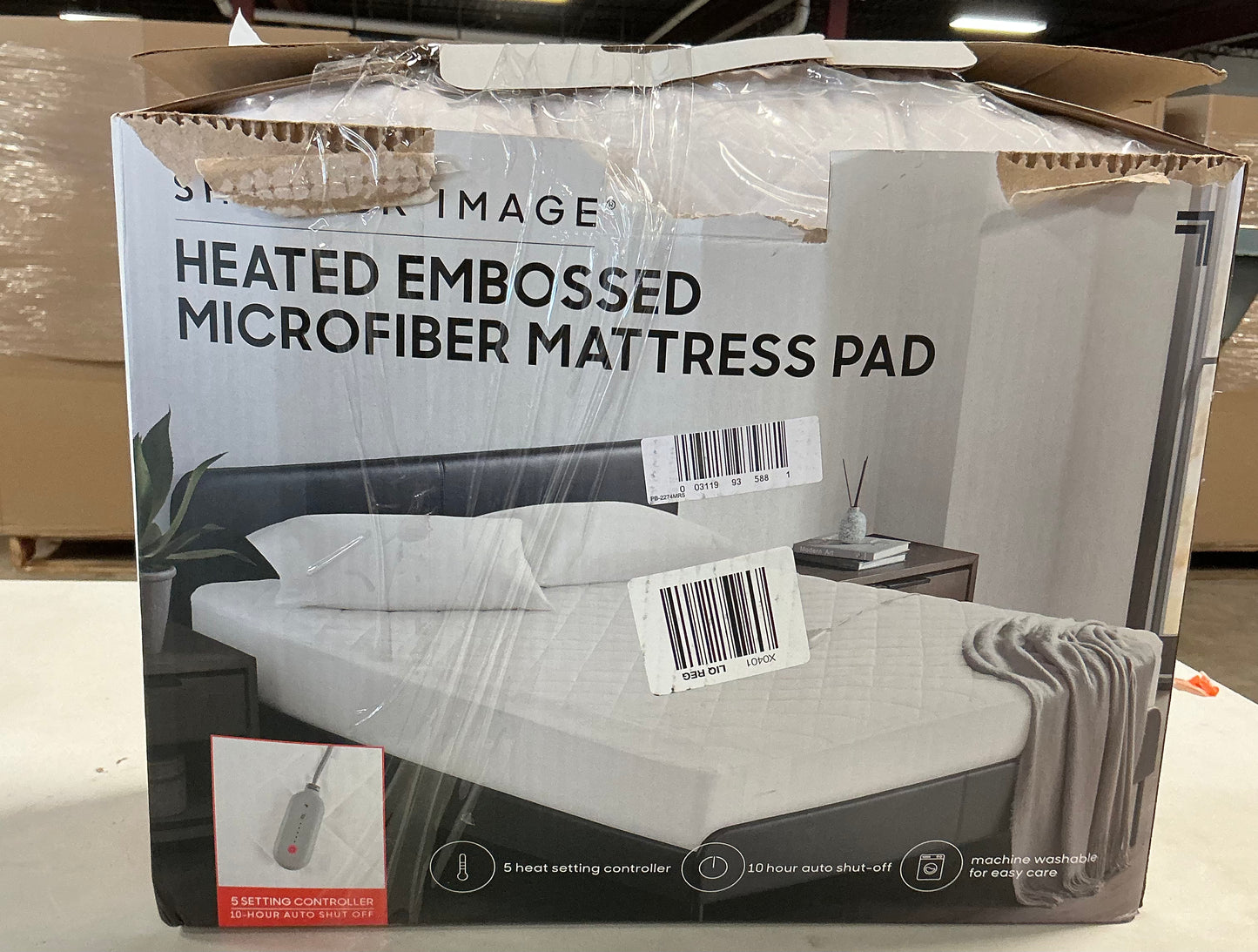 Sharper Image Embossed Microfiber Heated Mattress Pad cal king (open box/New)