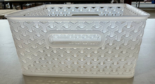 Clear storage basket 13”x11”x5”