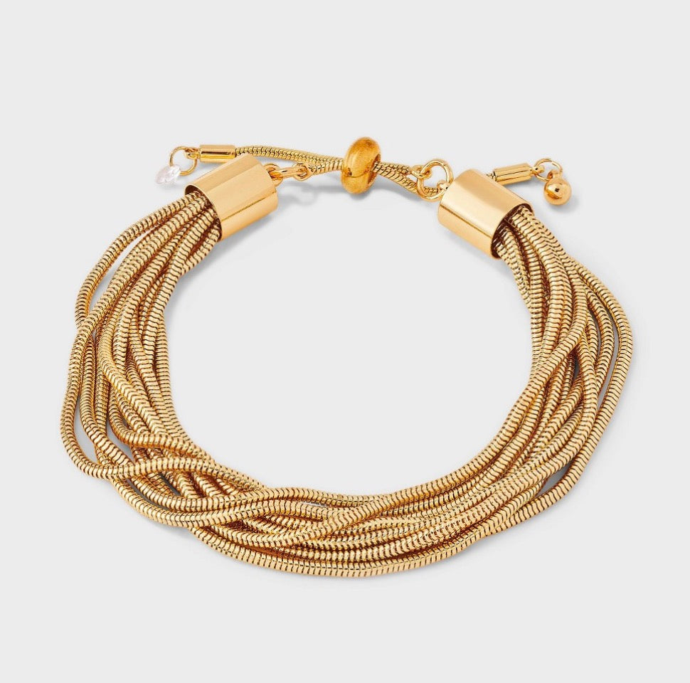 Gold Multi-Chain Tassel Bracelet