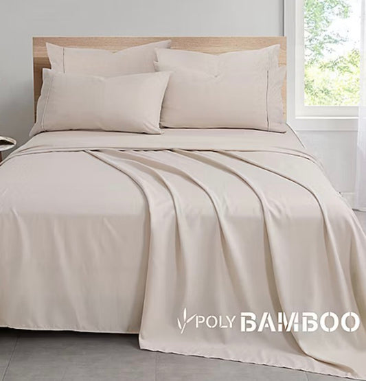 Easy Care Rayon From Bamboo Blend With Bonus Pillowcases Deep Pocket Sheet Set-Cream