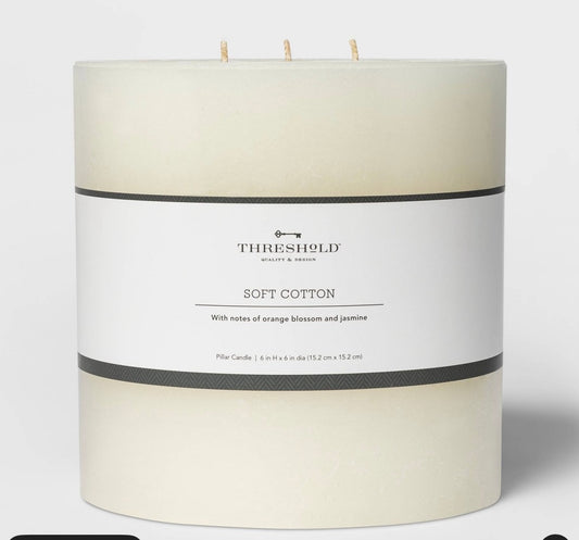 6”x6” 3-wick pillar scented candle - AS IS - SOME MINOR COSMETIC FLAWS