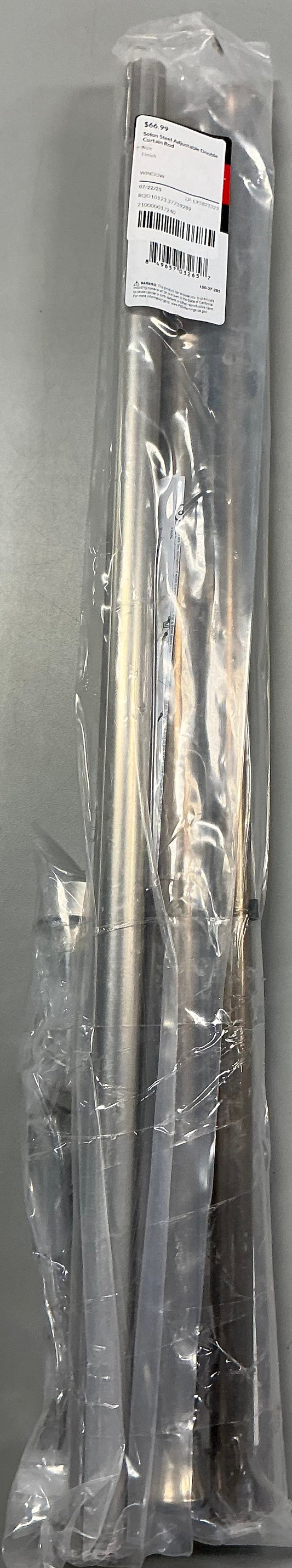 Rod Desyne 28-48 inch adjustable double curtain rod in a satin steel finish