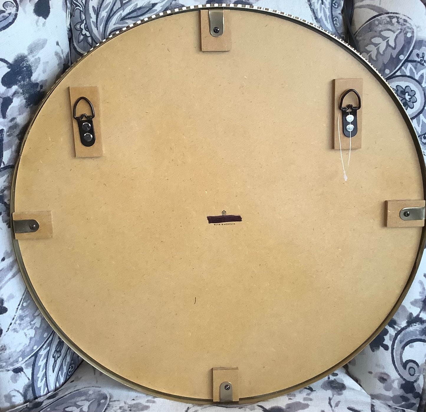 "20"" Pleated Brass Round Wall Mirror Antique Finish
